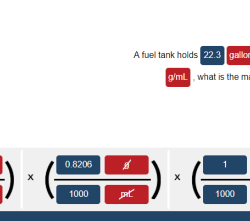 A fuel tank holds 22.3 gallons