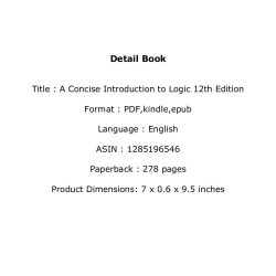 A concise introduction to logic 12th edition pdf