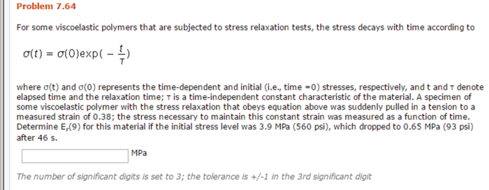 Solved viscoelastic polymers name transcribed problem text been show has time stress