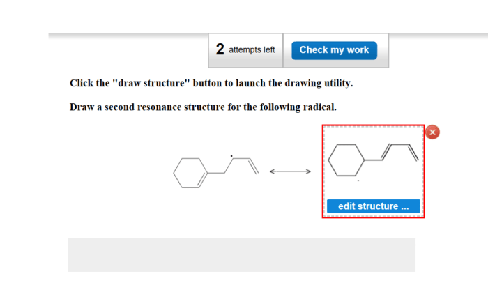 Draw a second resonance structure for the following radical.